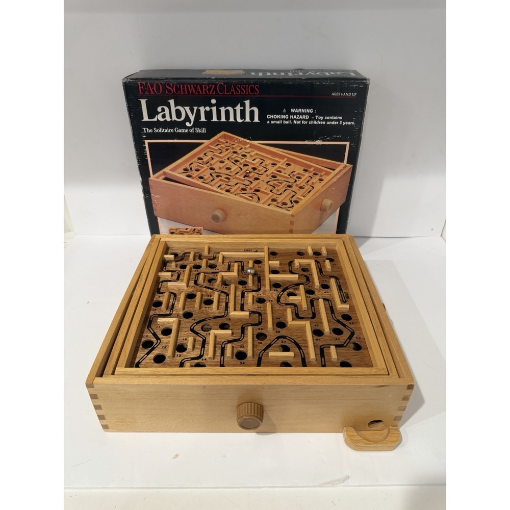 Vintage 1993 Cardinal Labyrinth Wooden Board Game No. 190 FAO schwarz Classics